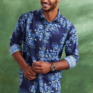 Men's Jingle Plaid Rock Classic-Fit Tropical Print Flannel Shirt Tommy Bahama